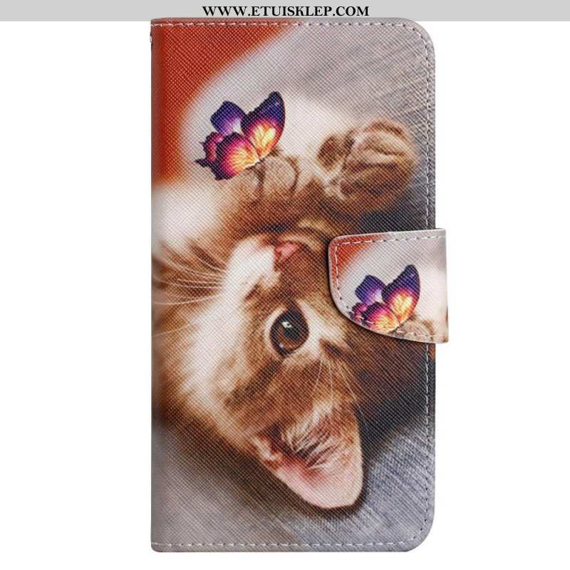 Skórzany Futerał do Xiaomi 12T / 12T Pro Koty Z Smyczą